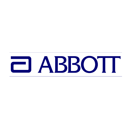Abbott logo with a blue stylized "A" symbol followed by the word "ABBOTT" in uppercase blue letters on a white background.