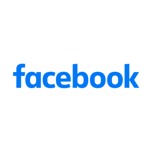 The Facebook logo in blue lowercase letters on a light gray background.