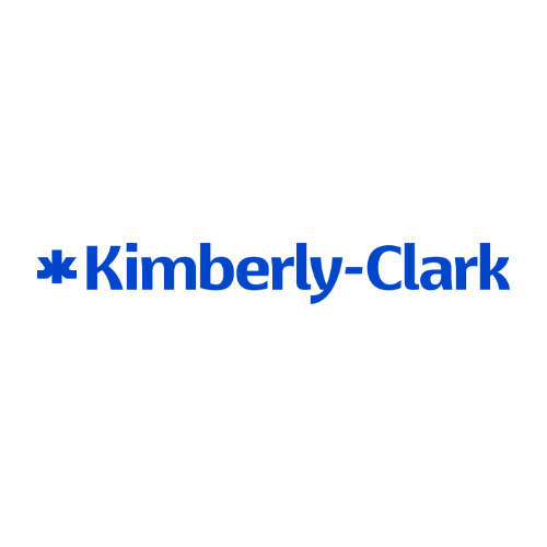 Kimberly-Clark logo in blue text with an asterisk-shaped symbol on a light gray background.