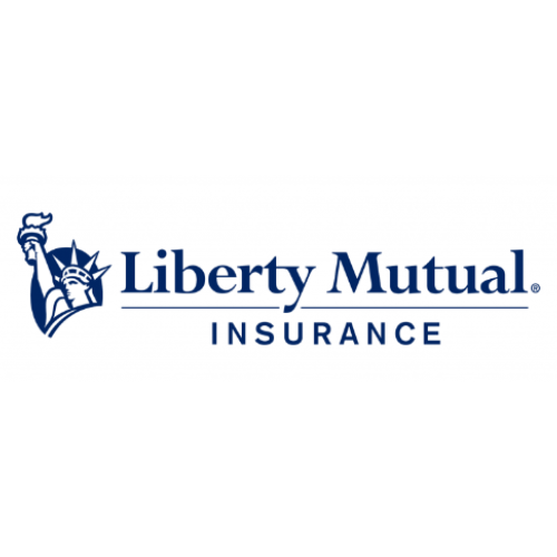 Liberty Mutual Insurance logo featuring the Statue of Liberty's torch and head next to the company name in blue text on a white background.
