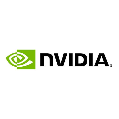 Nvidia logo featuring a green stylized eye symbol to the left of the black, bold "NVIDIA" text on a white background.
