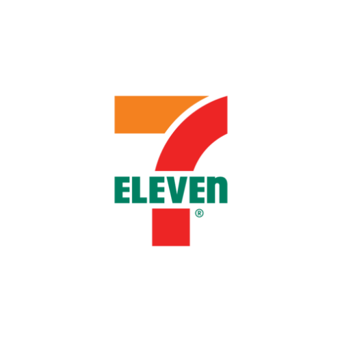 7-Eleven logo with a large red and orange number 7 above the word "ELEVEN" in green letters on a plain white background.