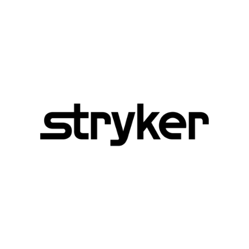 The image shows the black lowercase "stryker" logo centered on a plain light gray background.