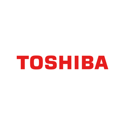The Toshiba logo displayed in bold red capital letters on a plain light gray background.