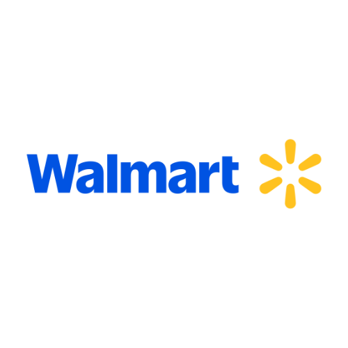 Walmart logo with blue text and a yellow sunburst symbol on a light gray background.