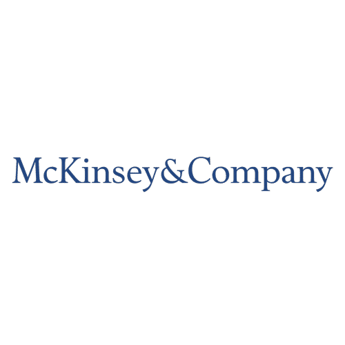 The McKinsey & Company logo displayed in blue serif text on a plain white background.