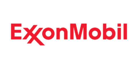 ExxonMobil logo with red text on a white background. The letters "Exx" are stylized with overlapping lines.