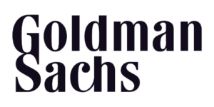 Goldman Sachs logo displayed in bold, black letters on a light background.